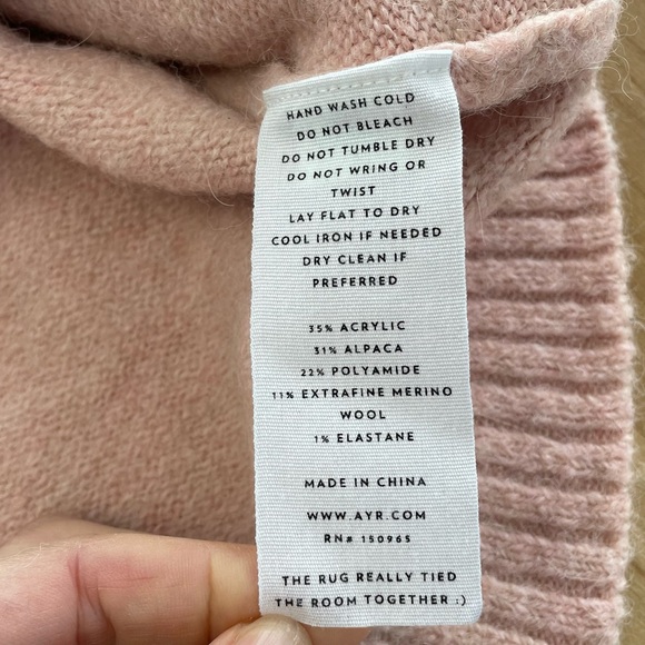 AYR The Kickback Sweater Soft Pink Alpaca Merino Mix Size Small - Picture 4 of 4
